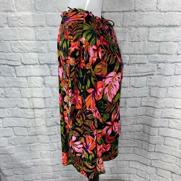 Terra & Sky women 1X 16W-18W tropical print short sleeve peasant top brand new - Picture 6 of 12